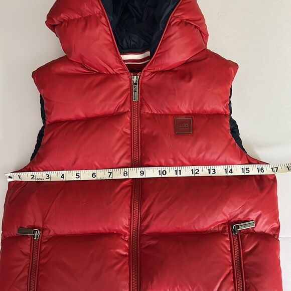 ADD Red Down Hooded Puff Vest Zip Front Pockets Logo Boys size 10Y - Picture 14 of 14